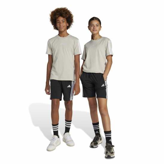 Adidas Essentials 3 Stripe Jersey Short Juniors Черно/Бяло Adidas Essentials 3 Stripe Jersey Short Juniors Черно/Бяло