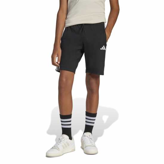 Adidas Essentials 3 Stripe Jersey Short Juniors Черно/Бяло Adidas Essentials 3 Stripe Jersey Short Juniors Черно/Бяло