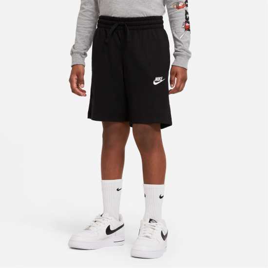 Nike Момчешки Къси Гащи Sportswear Jersey Shorts Junior Boys Black/White Детски къси панталони