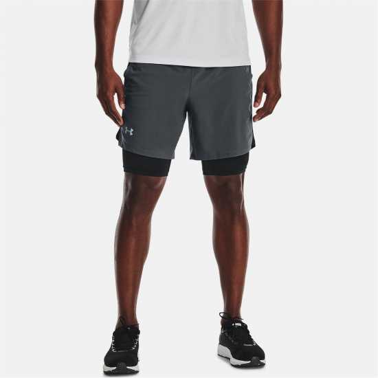 Under Armour Launch SW 7'' 2N1 Short Mens Черно сиво Мъжки къси панталони