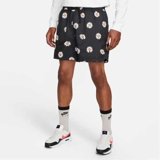Nike Мъжки Бермуди Aop Flow Board Shorts Mens Black/White Мъжко облекло за едри хора