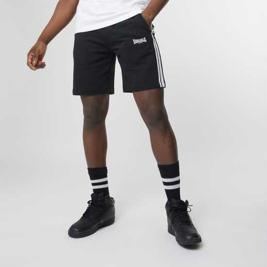 Lonsdale Stripe Shorts Black - Мъжко облекло за едри хора