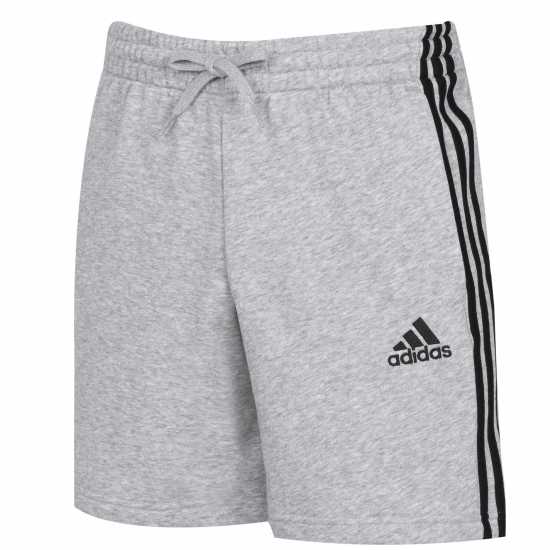 Adidas Мъжки Шорти Полар Essentials 3 Stripe Fleece Shorts Mens Grey/White Мъжко облекло за едри хора