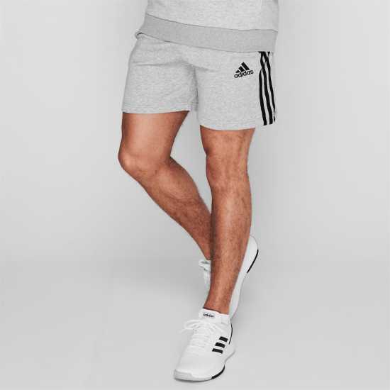 Adidas Мъжки Шорти Полар Essentials 3 Stripe Fleece Shorts Mens Grey/Black Мъжки къси панталони