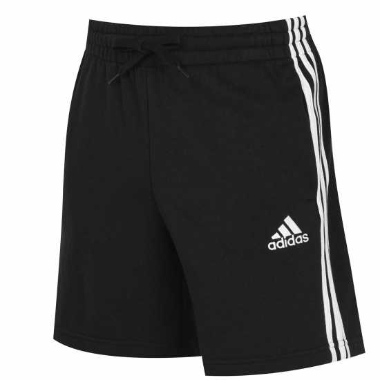 Adidas Мъжки Шорти Полар Essentials 3 Stripe Fleece Shorts Mens Черно/Бяло Мъжки къси панталони