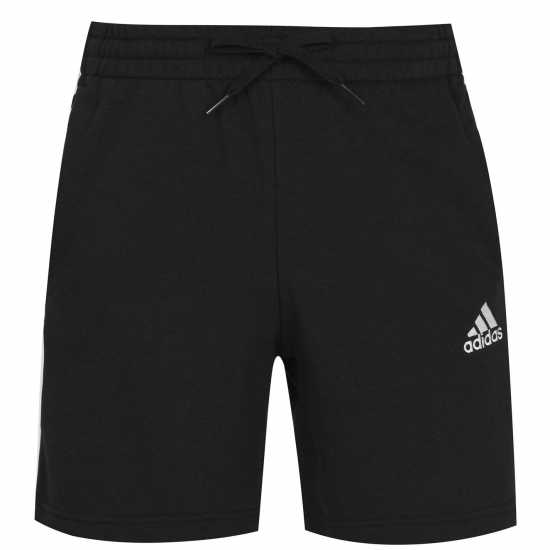 Adidas Мъжки Шорти Полар Essentials 3 Stripe Fleece Shorts Mens Черно/Бяло Мъжки къси панталони