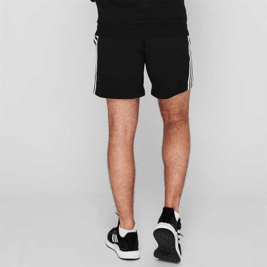 Adidas Мъжки Шорти Полар Essentials 3 Stripe Fleece Shorts Mens Черно/Бяло Мъжки къси панталони