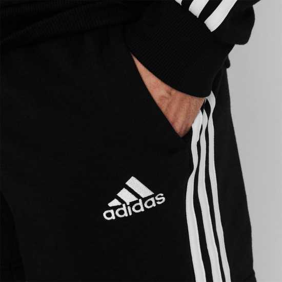 Adidas Мъжки Шорти Полар Essentials 3 Stripe Fleece Shorts Mens Черно/Бяло Мъжки къси панталони