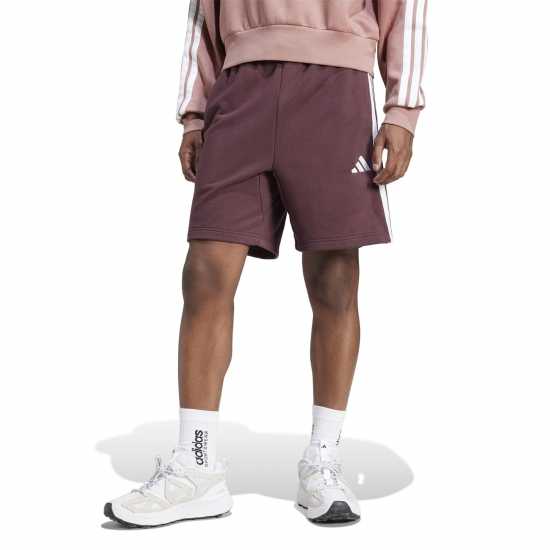 Adidas Мъжки Шорти Полар Essentials 3 Stripe Fleece Shorts Mens Аурора Рубин Мъжки къси панталони