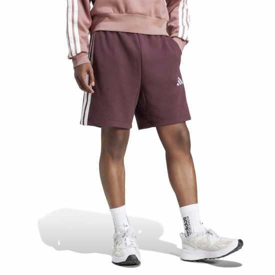 Adidas Мъжки Шорти Полар Essentials 3 Stripe Fleece Shorts Mens Аурора Рубин Мъжки къси панталони