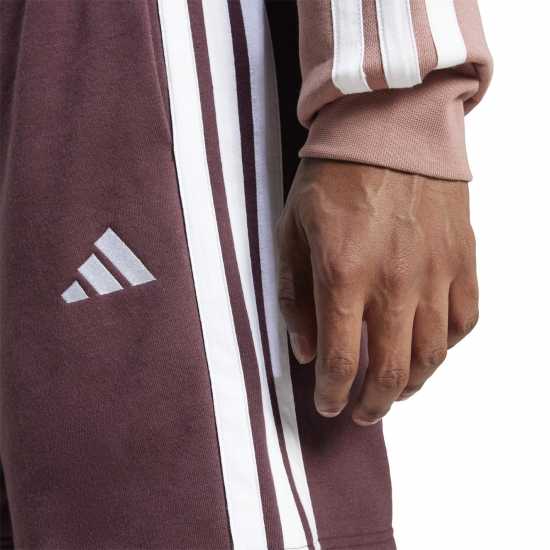 Adidas Мъжки Шорти Полар Essentials 3 Stripe Fleece Shorts Mens Аурора Рубин Мъжки къси панталони