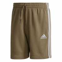 Adidas Мъжки Шорти Полар Essentials 3 Stripe Fleece Shorts Mens Khaki/White Мъжко облекло за едри хора