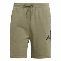 Adidas Мъжки Шорти Полар Essentials 3 Stripe Fleece Shorts Mens Олива Страта Мъжки къси панталони