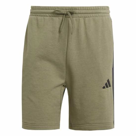 Adidas Мъжки Шорти Полар Essentials 3 Stripe Fleece Shorts Mens Олива Страта Мъжки къси панталони