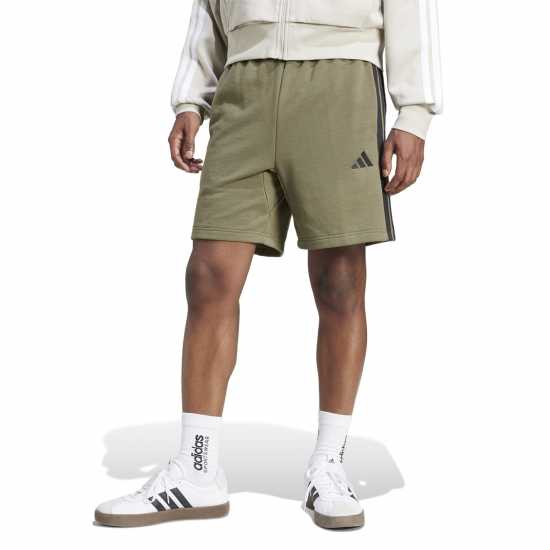 Adidas Мъжки Шорти Полар Essentials 3 Stripe Fleece Shorts Mens Олива Страта Мъжки къси панталони