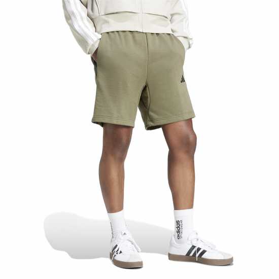 Adidas Мъжки Шорти Полар Essentials 3 Stripe Fleece Shorts Mens Олива Страта Мъжки къси панталони