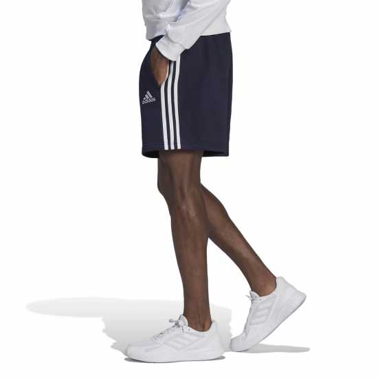 Adidas Мъжки Шорти Полар Essentials 3 Stripe Fleece Shorts Mens Navy/White Мъжко облекло за едри хора