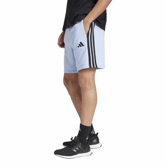 Adidas Мъжки Шорти Полар Essentials 3 Stripe Fleece Shorts Mens Glow Blue 