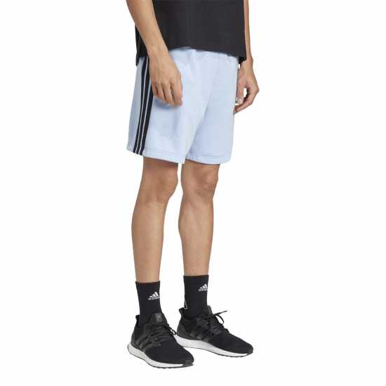 Adidas Мъжки Шорти Полар Essentials 3 Stripe Fleece Shorts Mens Glow Blue 