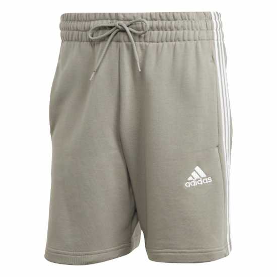 Adidas Мъжки Шорти Полар Essentials 3 Stripe Fleece Shorts Mens Silver Pebble Мъжко облекло за едри хора