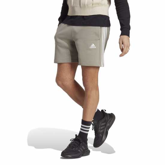 Adidas Мъжки Шорти Полар Essentials 3 Stripe Fleece Shorts Mens Silver Pebble Мъжко облекло за едри хора