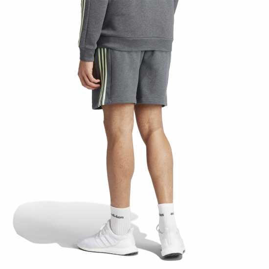 Adidas Мъжки Шорти Полар Essentials 3 Stripe Fleece Shorts Mens Grey/Grn Spark Мъжко облекло за едри хора