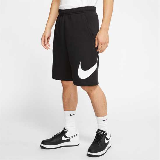 Nike Sportswear Club Men's Graphic Shorts Black/White Мъжко облекло за едри хора