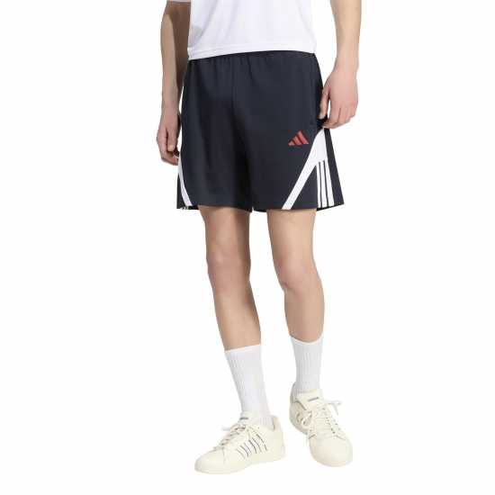 Adidas Men's Fleece Jogger Shorts Navy/Red Adidas Men's Fleece Jogger Shorts Navy/Red