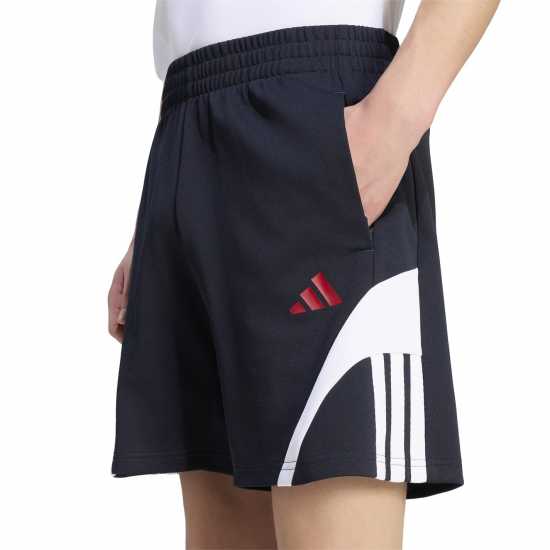 Adidas Men's Fleece Jogger Shorts Navy/Red Adidas Men's Fleece Jogger Shorts Navy/Red