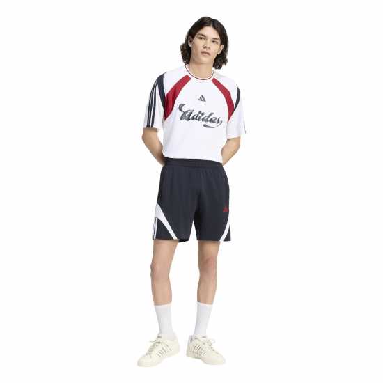 Adidas Men's Fleece Jogger Shorts Navy/Red Adidas Men's Fleece Jogger Shorts Navy/Red