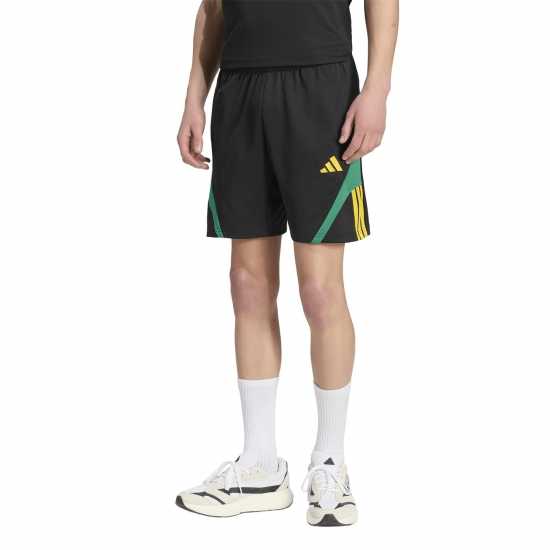 Adidas Men's Fleece Jogger Shorts Black/Yellow Adidas Men's Fleece Jogger Shorts Black/Yellow