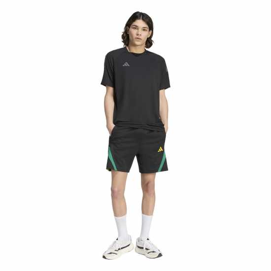 Adidas Men's Fleece Jogger Shorts Black/Yellow Adidas Men's Fleece Jogger Shorts Black/Yellow