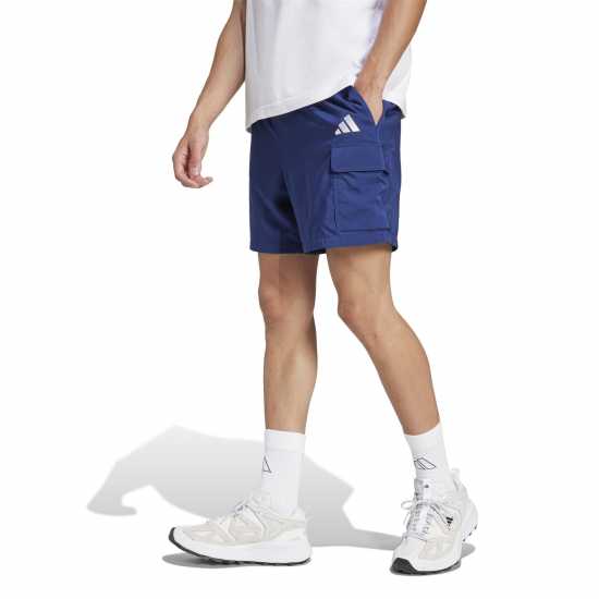 Adidas Essentials Small Logo Cargo Chelsea Shorts Тъмно синьо/Бяло 