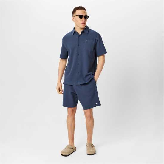 Jack Wills Waffle Fleece Jogger Shorts Нощно небе 