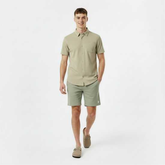 Jack Wills Men's Waffle Fleece Jogger Shorts Сребърно жаде 