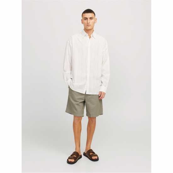 Мъжки Шорти Jack And Jones Linen Shorts Mens Прахнато маслина Мъжки панталони чино
