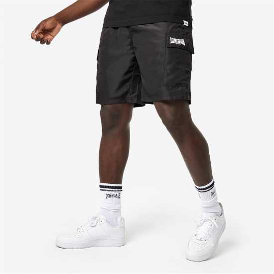 Lonsdale Мъжки Къси Панталони С Джобове Cargo Shorts Mens Black Мъжко облекло за едри хора