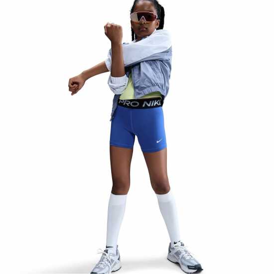 Детски къси панталони Nike Къси Панталони Момичета Pro Shorts Junior Girls Blue/White Nike Къси Панталони Момичета Pro Shorts Junior Girls Blue/White Детски къси панталони