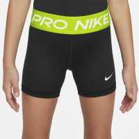 Nike Къси Панталони Момичета Pro Shorts Junior Girls Черно Волт Детски къси панталони