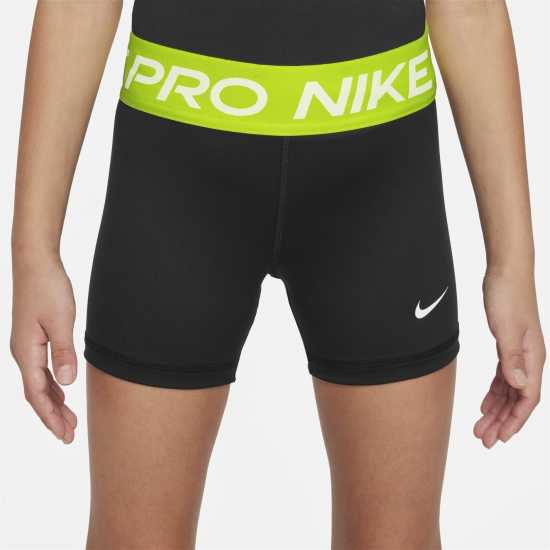 Nike Къси Панталони Момичета Pro Shorts Junior Girls Черно Волт Детски къси панталони