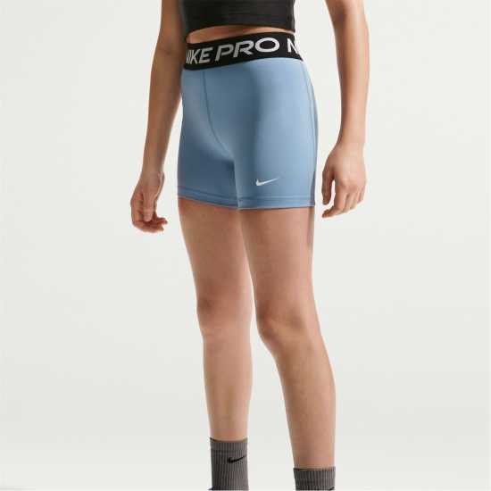 Nike Къси Панталони Момичета Pro Shorts Junior Girls Work Blue Nike Къси Панталони Момичета Pro Shorts Junior Girls