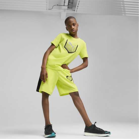 Puma Active Sports Graphic Sweat Shorts T Jogger Short Unisex Kids Лимонов шербет Детски къси панталони