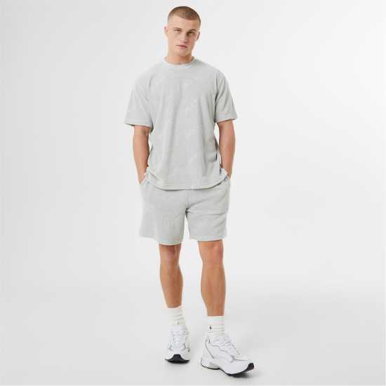 Jack Wills Logo Repeat Towelling Shorts Cool Grey Мъжки къси панталони