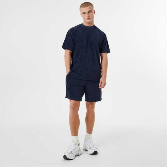 Jack Wills Logo Repeat Towelling Shorts Navy Мъжки къси панталони