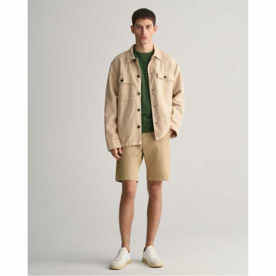 Gant Slim Fit Twill Shorts Тъмно кафяво 