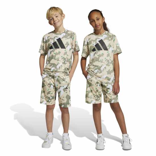 Adidas Детски Шорти Train Essentials Camouflage Shorts Juniors Sand Strata Детски къси панталони