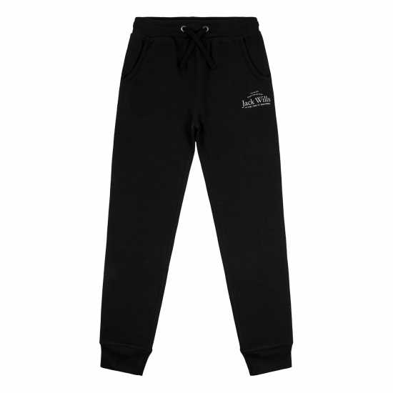 Jack Wills Kids Girls Script Joggers Black Детски долнища на анцуг