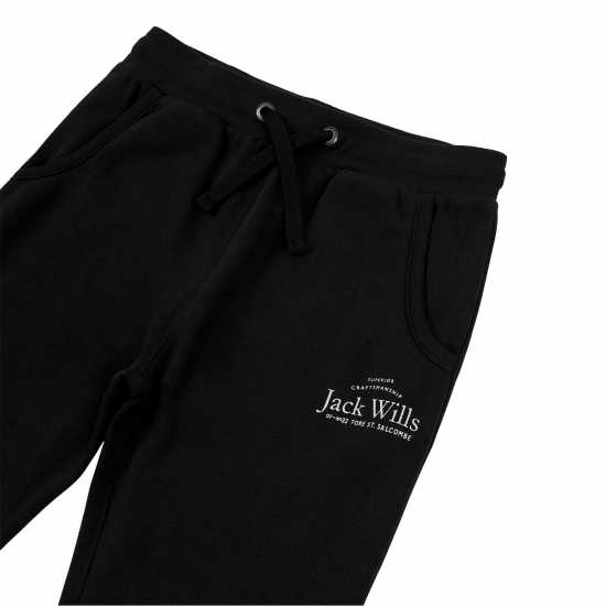 Jack Wills Kids Girls Script Joggers Black Детски долнища на анцуг