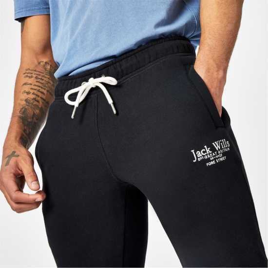 Мъжко Спортно Долнище Jack Wills Haydor Logo Joggers Mens Черно Мъжки меки спортни долнища