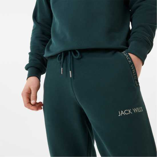 Jack Wills Jacquard Logo Joggers Dark Green Мъжко облекло за едри хора